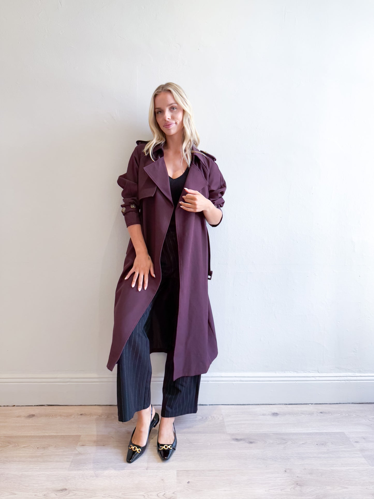 Geri Trench Coat - Burgundy
