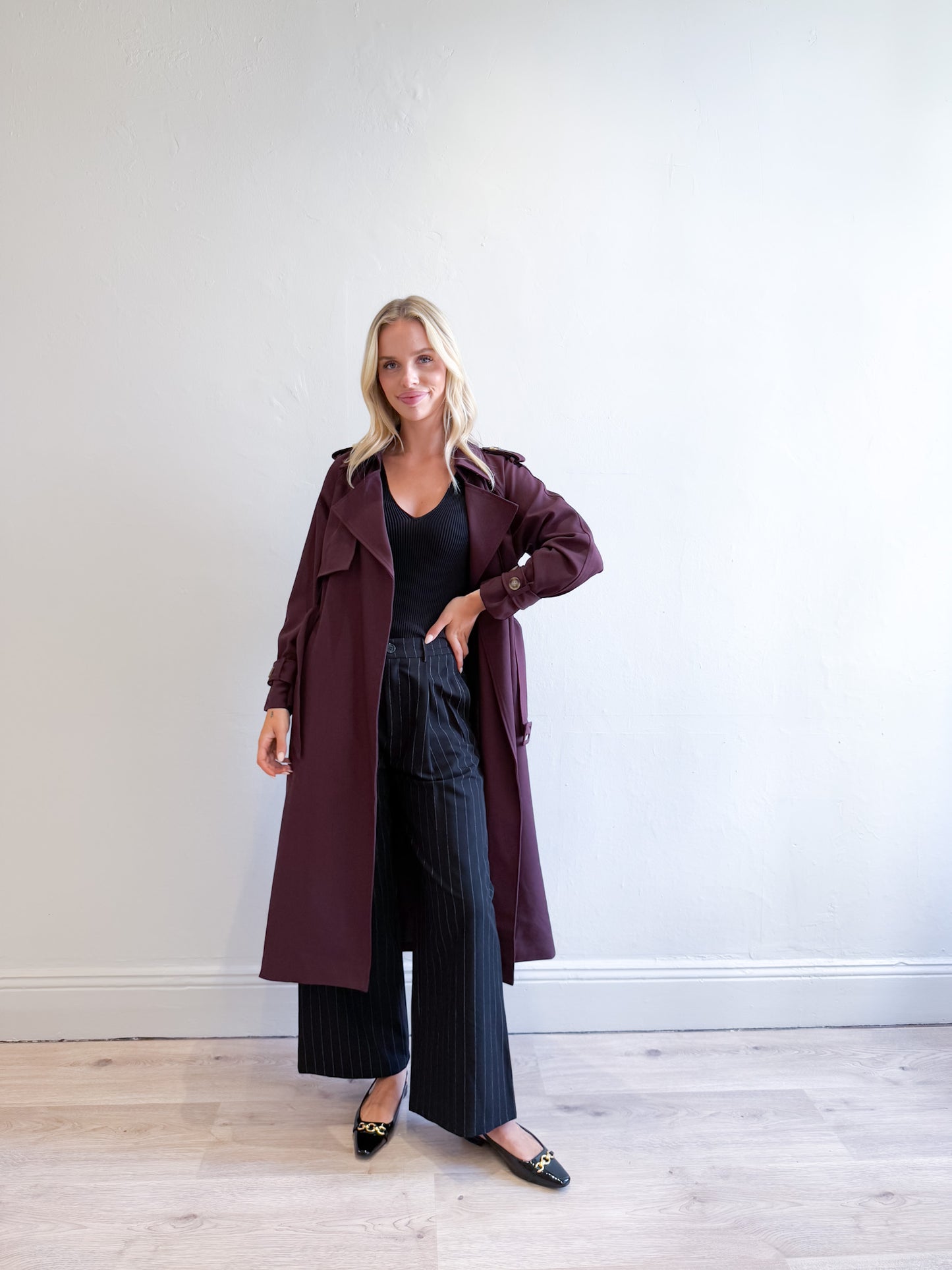 Geri Trench Coat - Burgundy