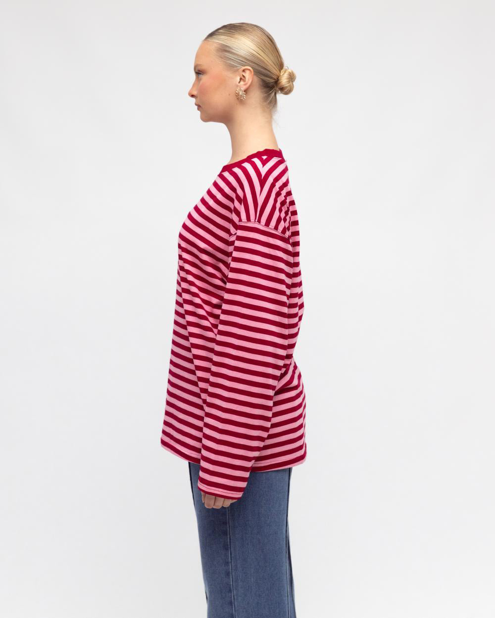 Maddie Long Sleeve Tee - Pink/Red