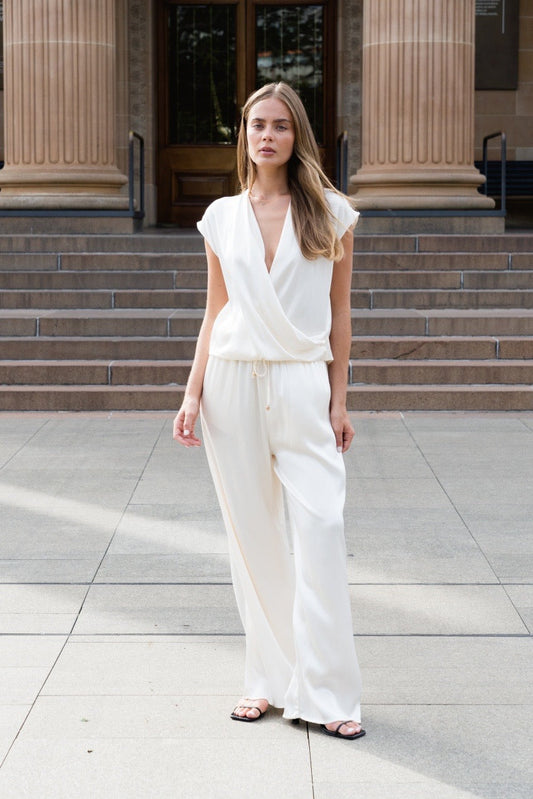 Tori Satin Pants - Cream