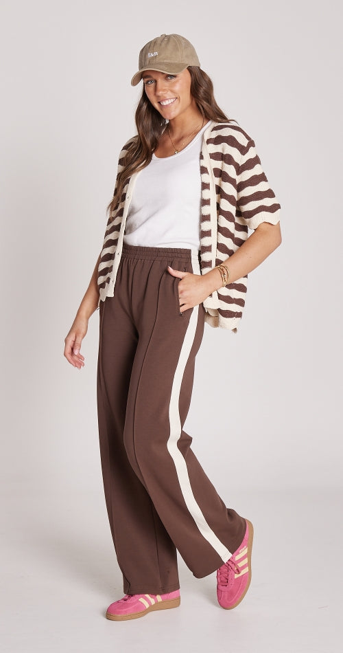 Noah Wide Pant - Chocolate Cream Stripe