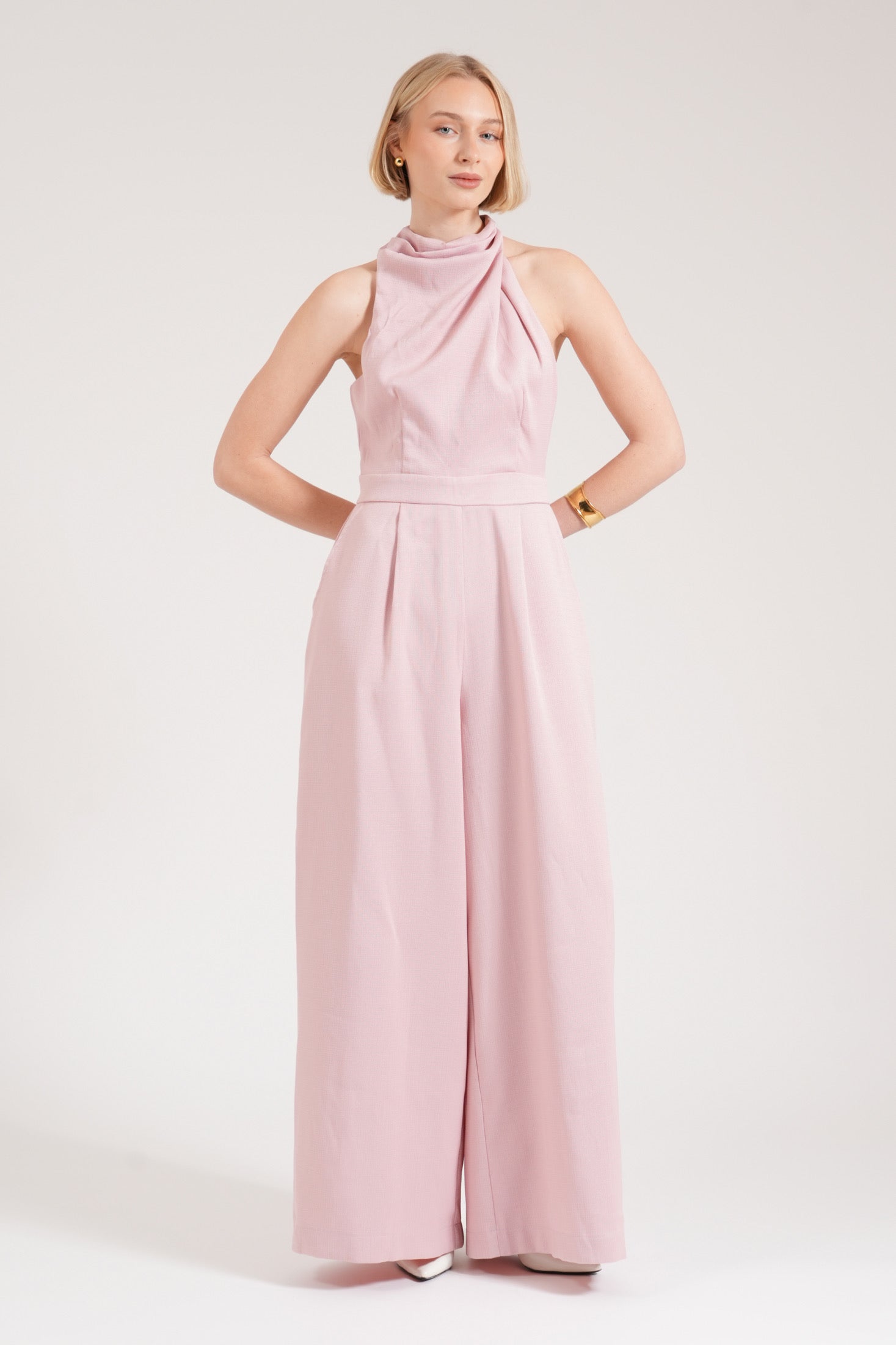 Marcella Halter Neck Jumpsuit Baby Pink – ID Boutique