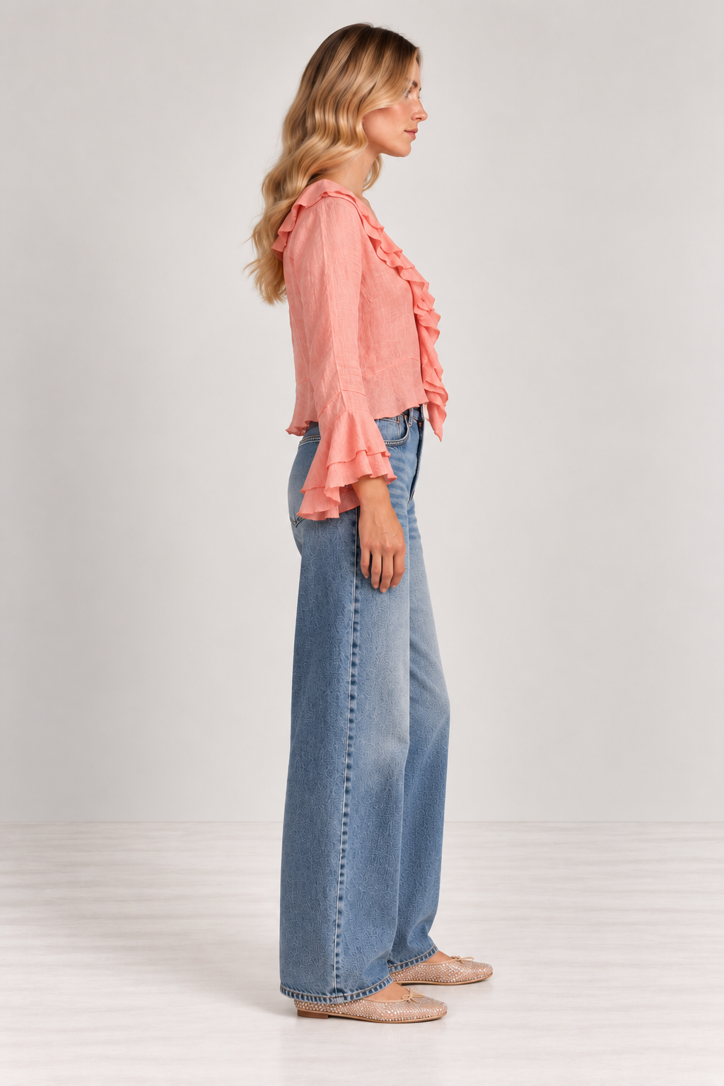 Orlando Ruffle Shirt - Peach