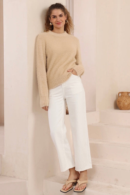 Roma Fluffy Knit - Beige