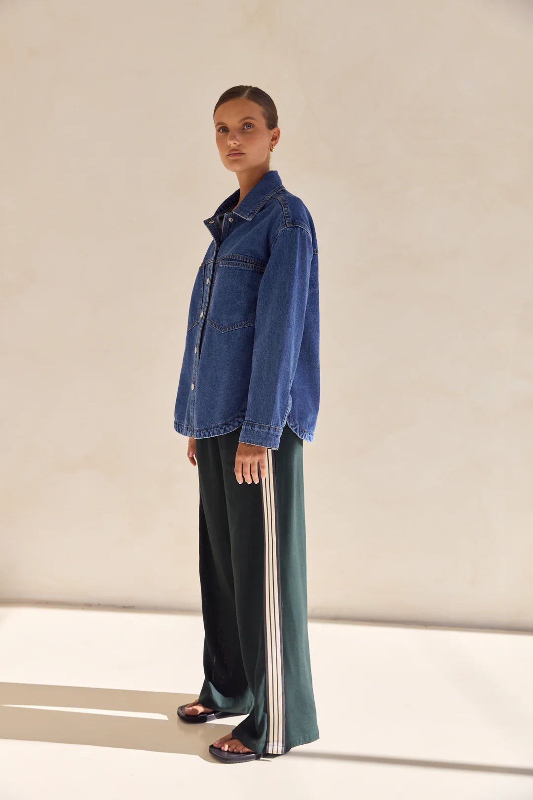 Vera Pant - Green With White Stripe
