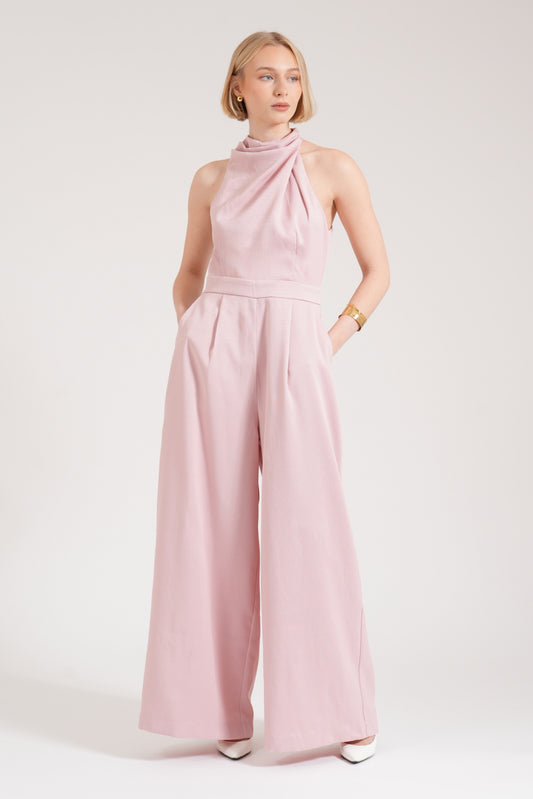 Marcella Halter Neck Jumpsuit - Baby Pink