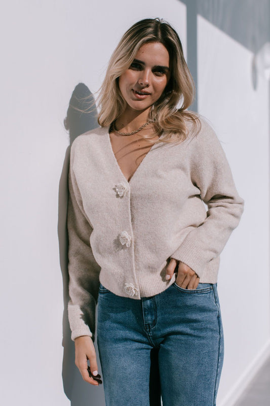 Harlow Flower Button Cardigan