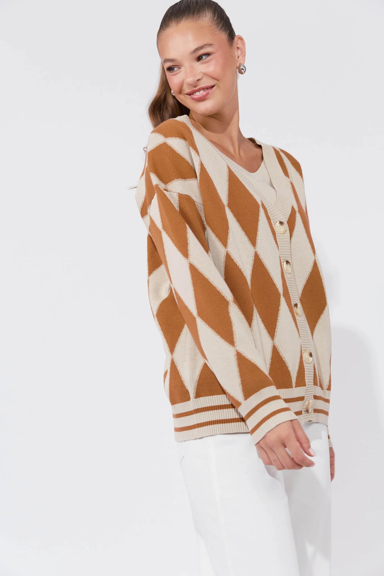 Casablanca Lurex Cardigan - Sand/Dune