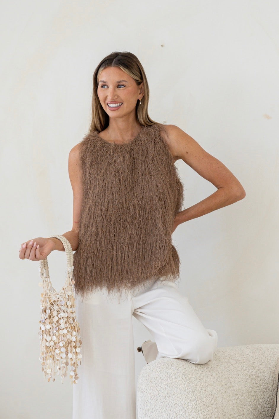 Gita Eyelash Top - Fawn