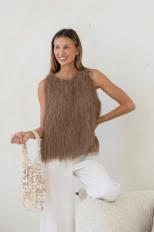 Gita Eyelash Top - Fawn