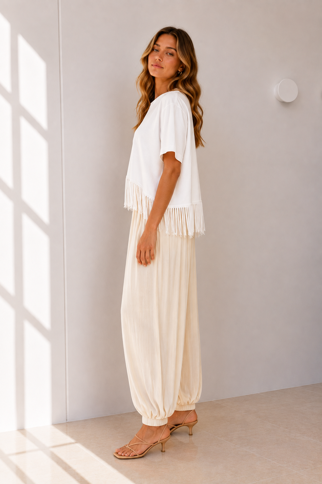 Freda Fringe Tee - White