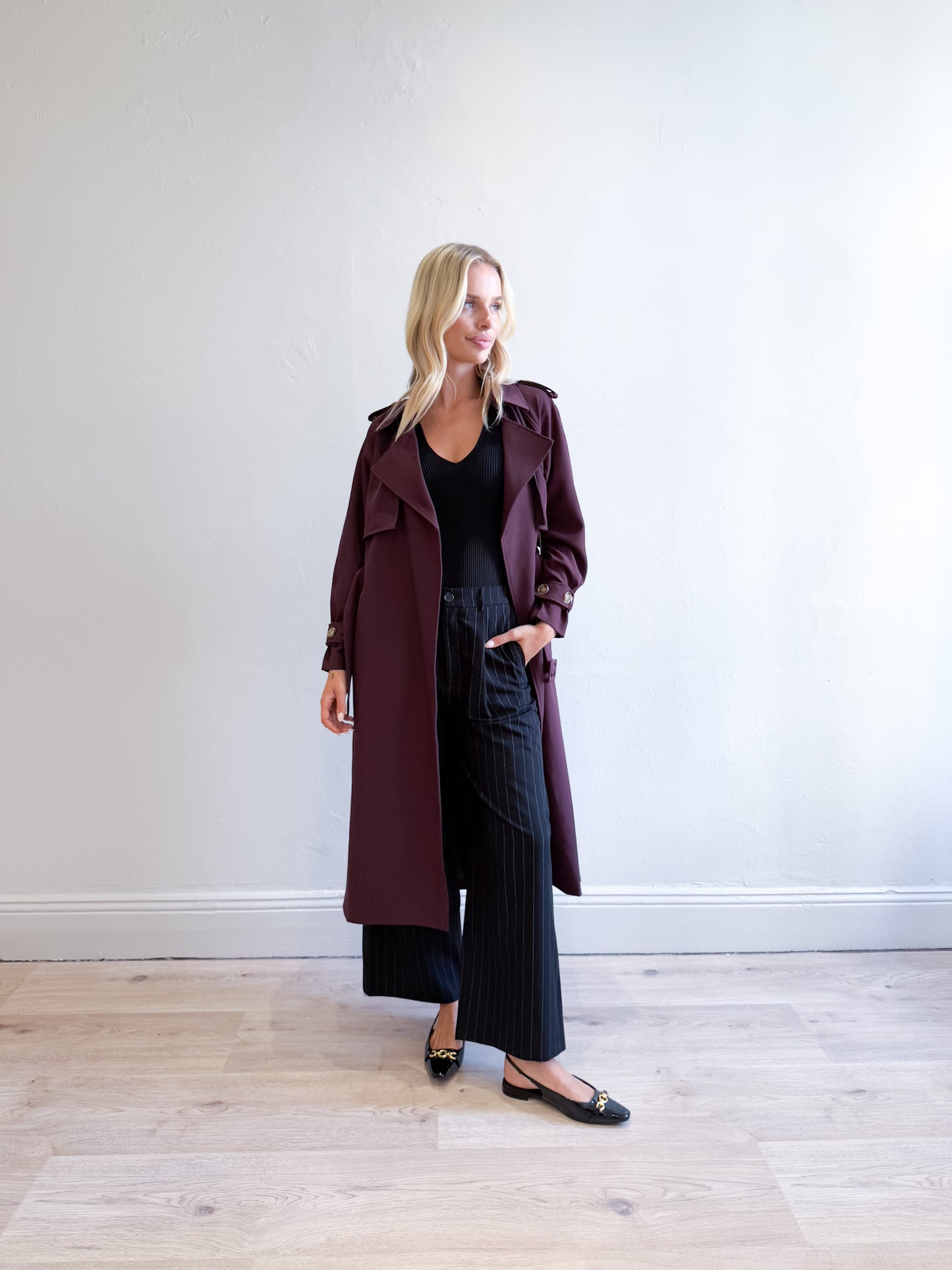 Geri Trench Coat - Burgundy