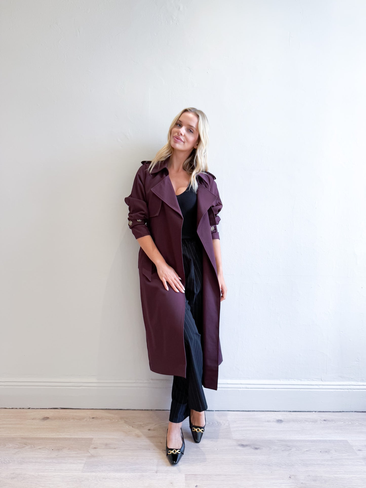 Geri Trench Coat - Burgundy