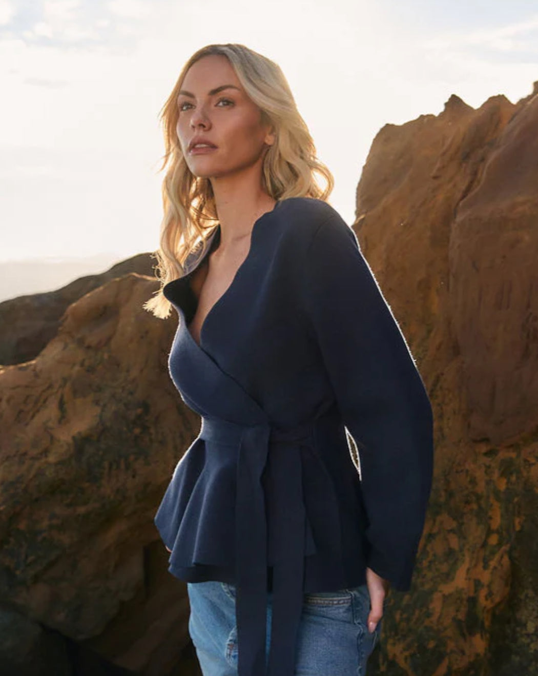 Tiny Dancer Wrap Cardi - Navy