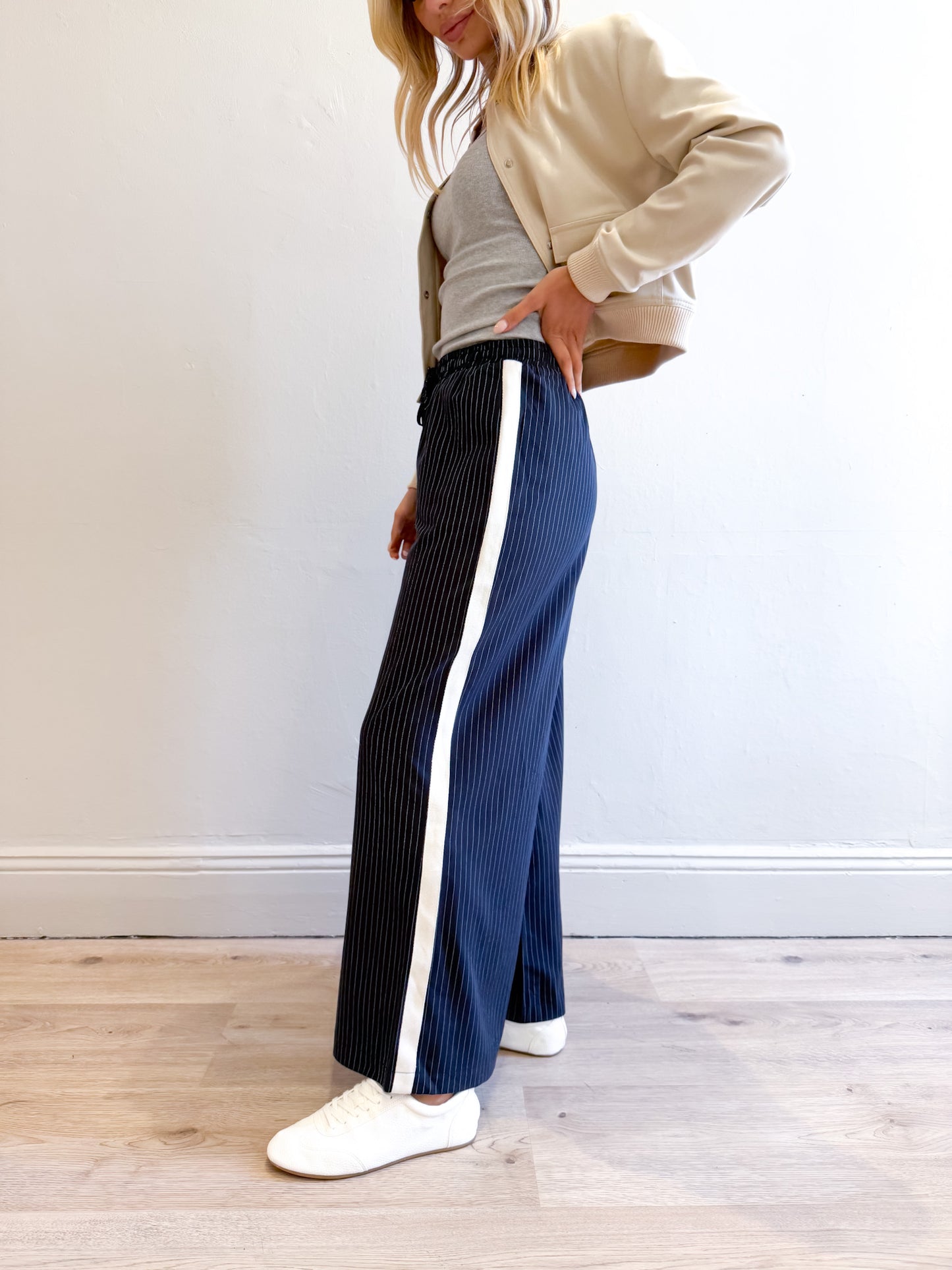 Lola Pinstripe Pant - Navy