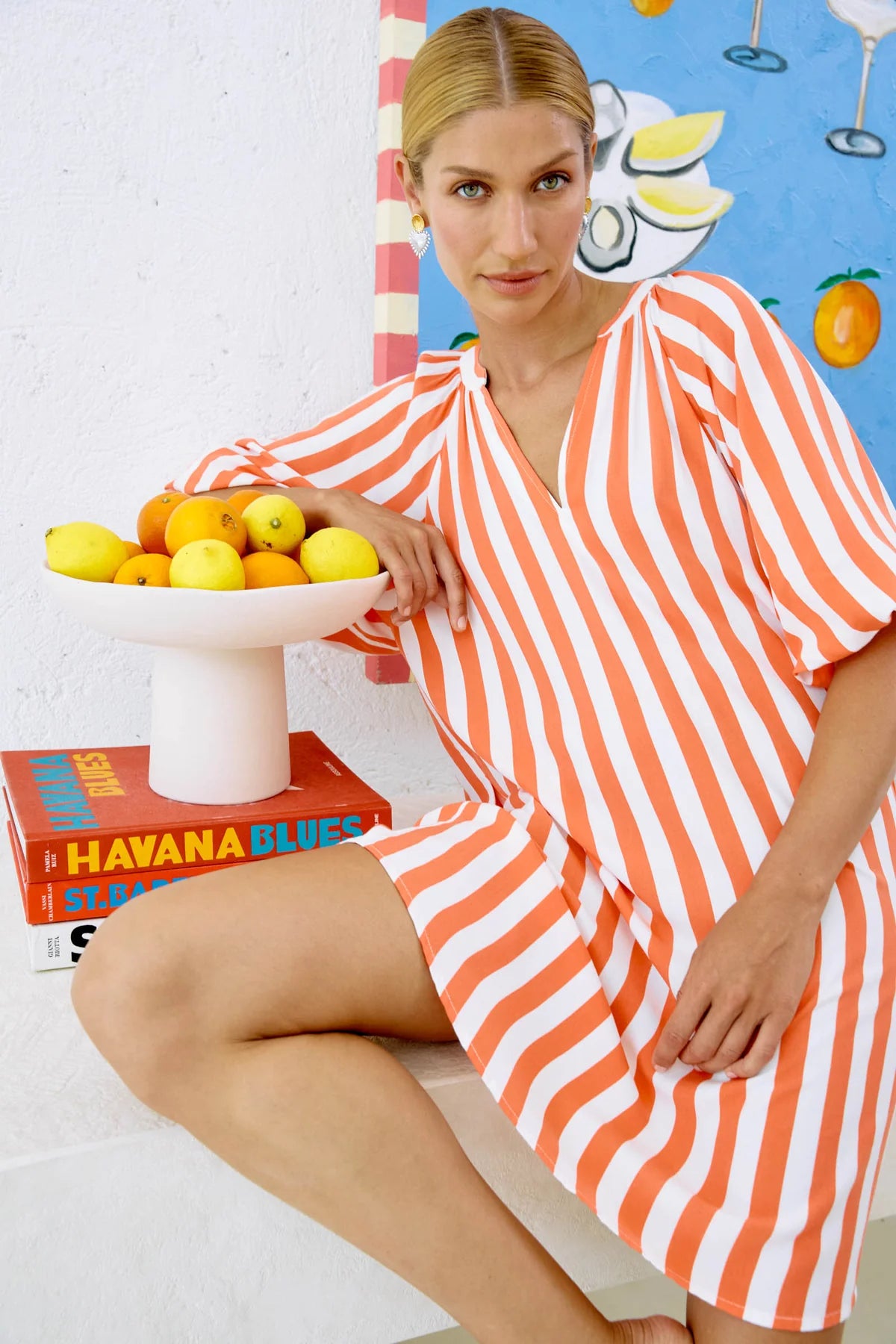 Treville Stripe Dress - Coral