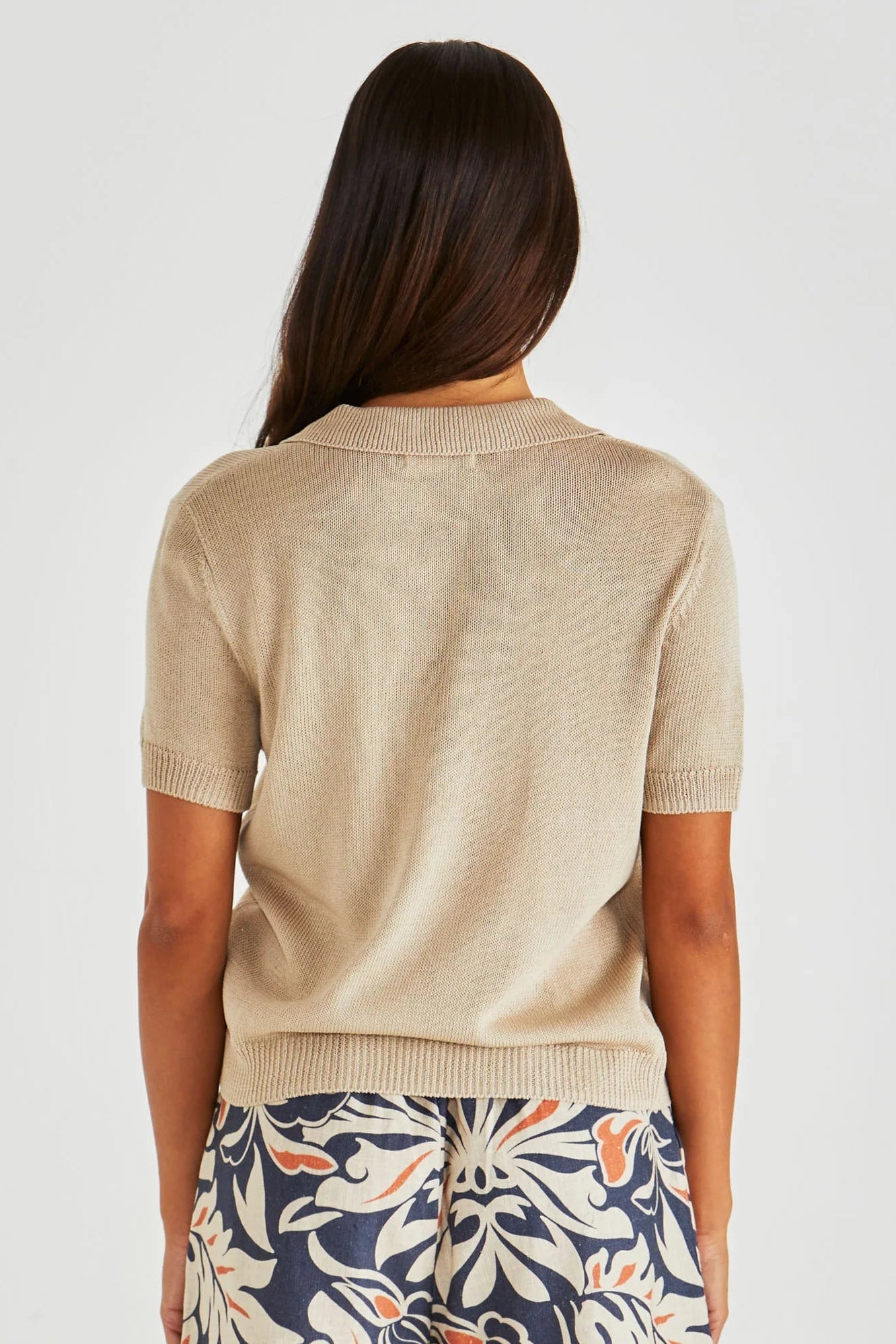 Abbie Knit Polo - Neutral Cream