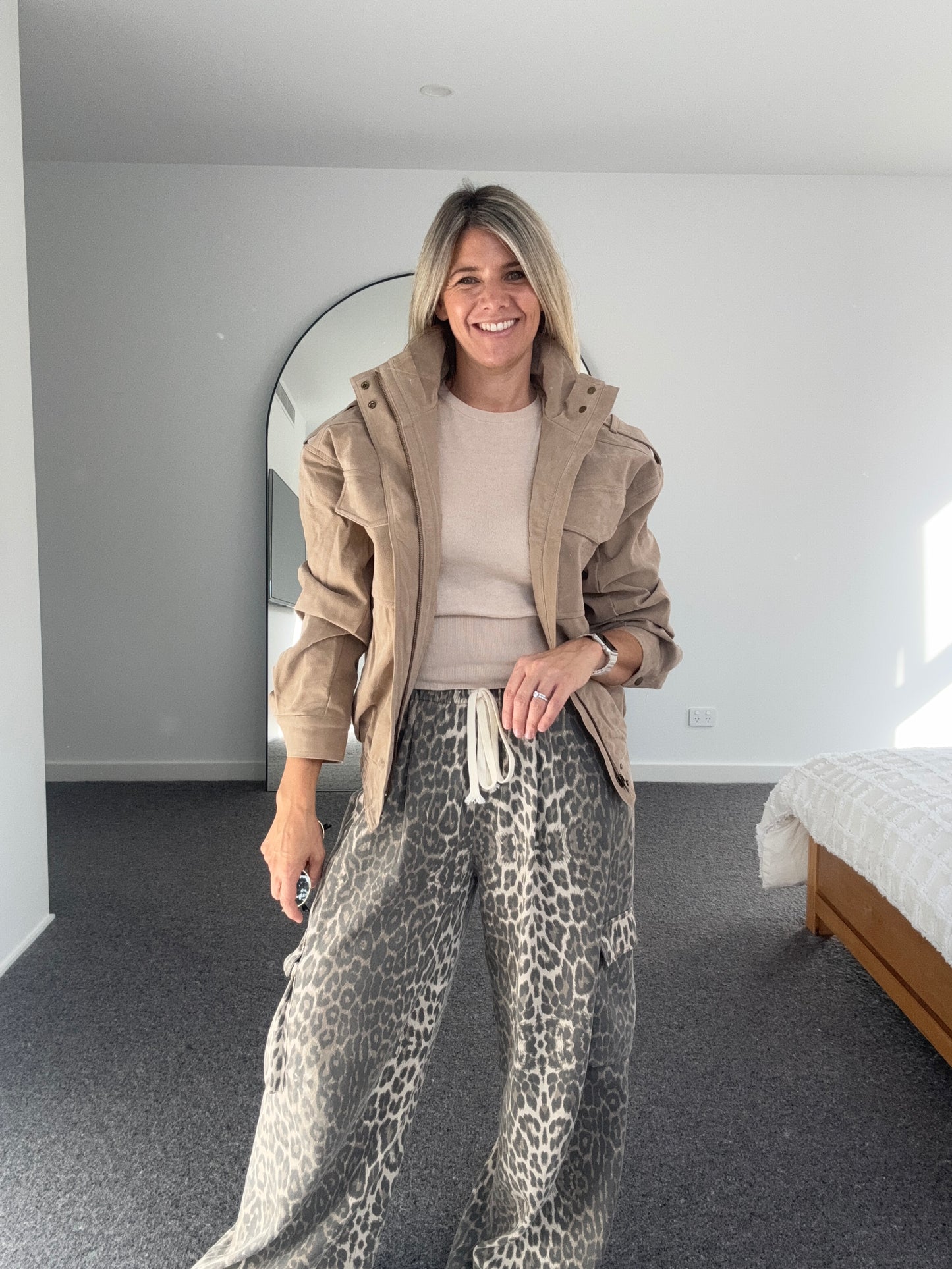 Boston Faux Suede Jacket - Beige
