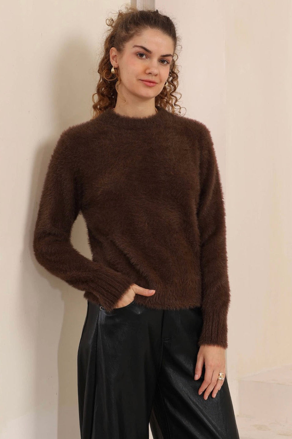 Roma Fluffy Knit - Chocolate