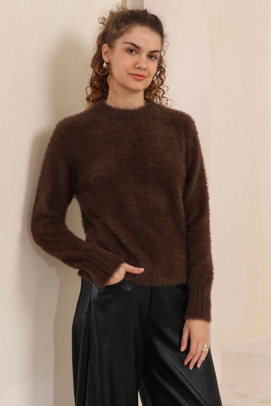 Roma Fluffy Knit - Chocolate