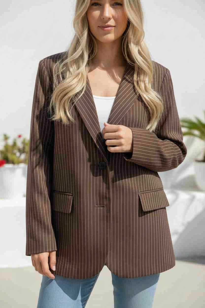Florence Striped Blazer - Chocolate