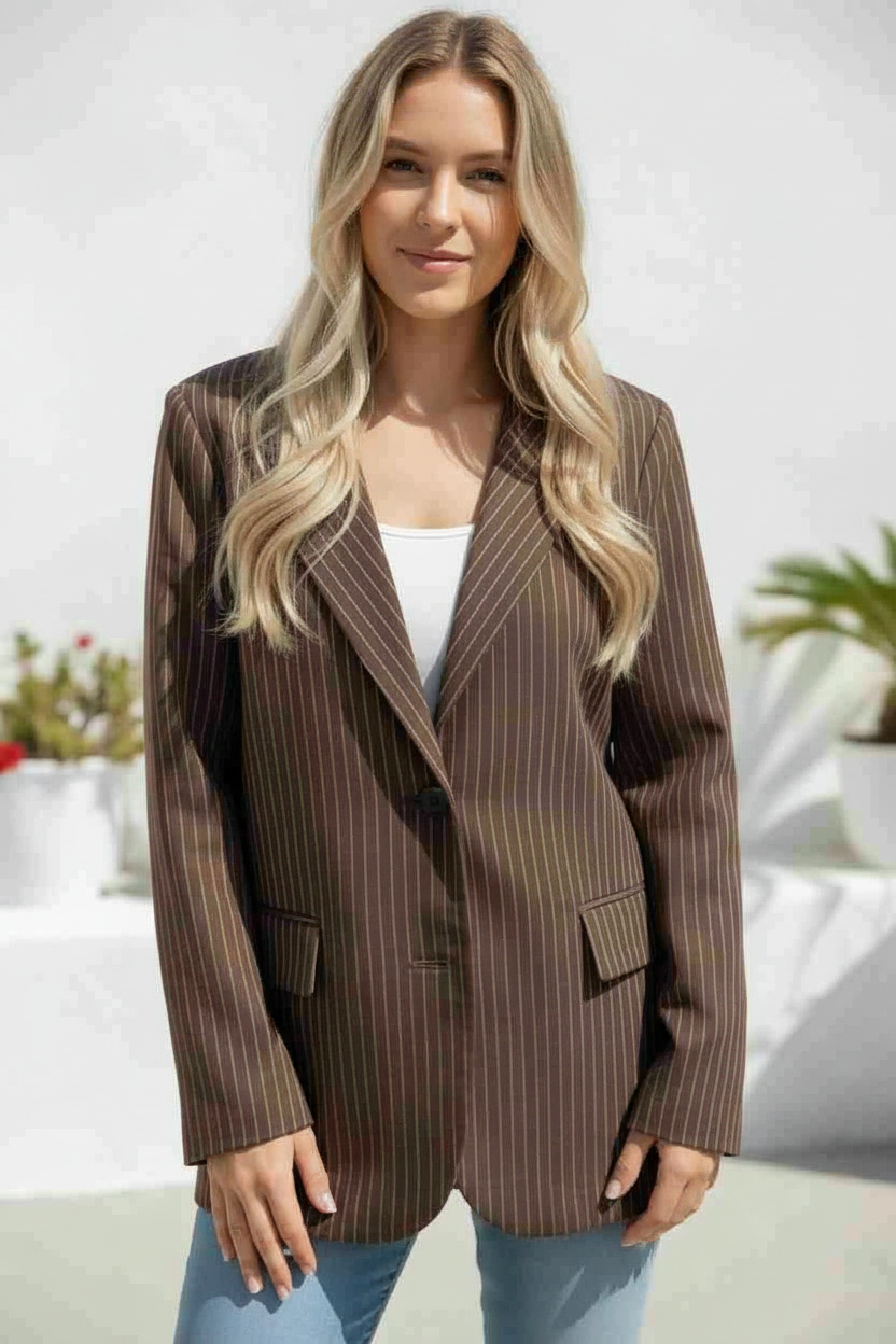 Florence Striped Blazer - Chocolate