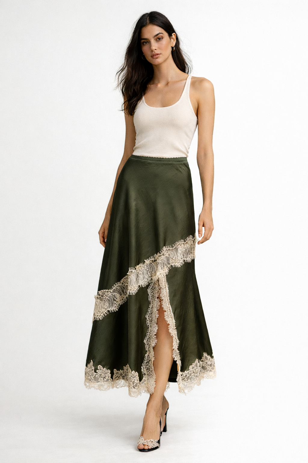 Peta Lace Skirt - Olive