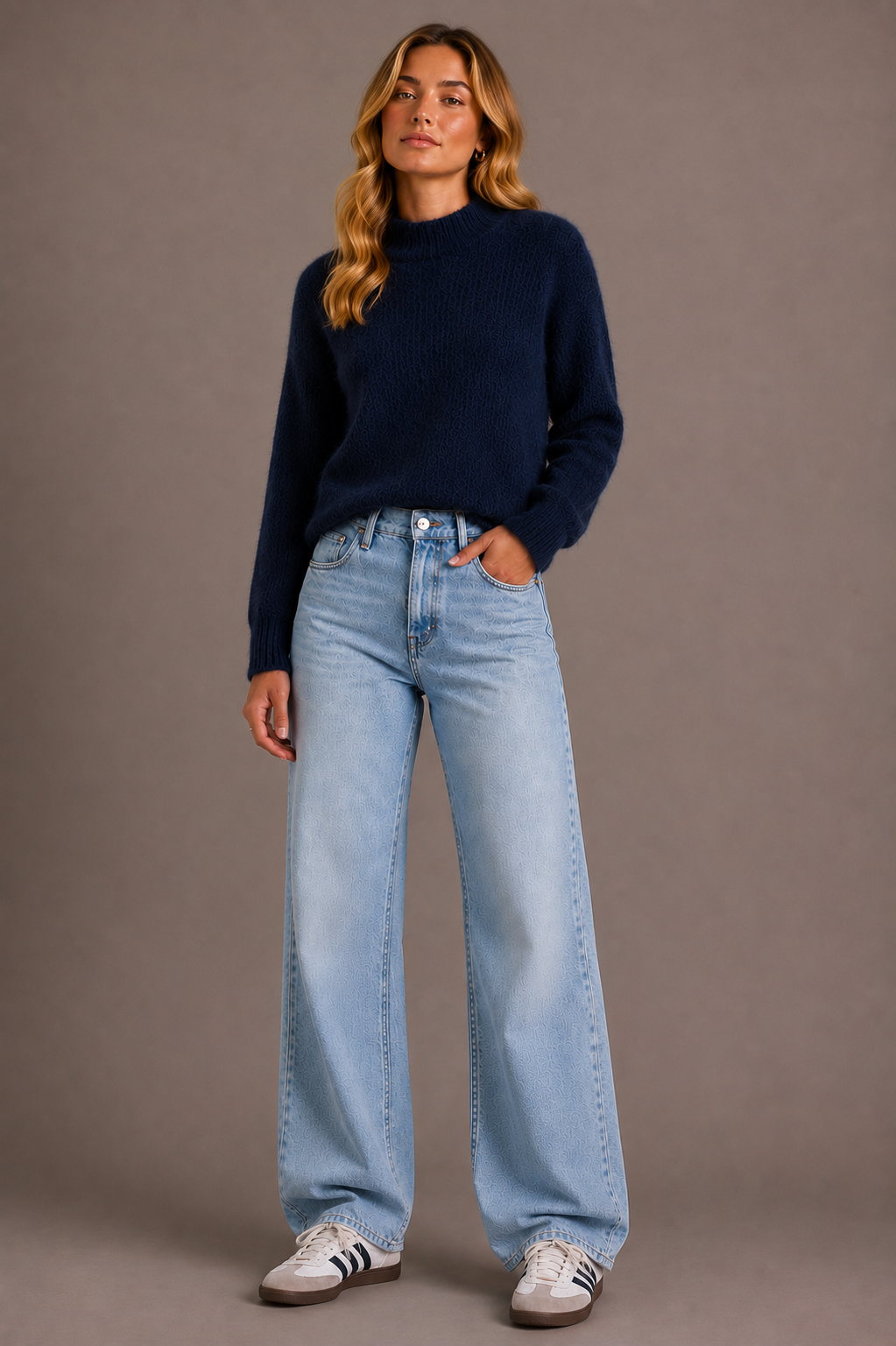 Tara Fluffy Knit - Navy