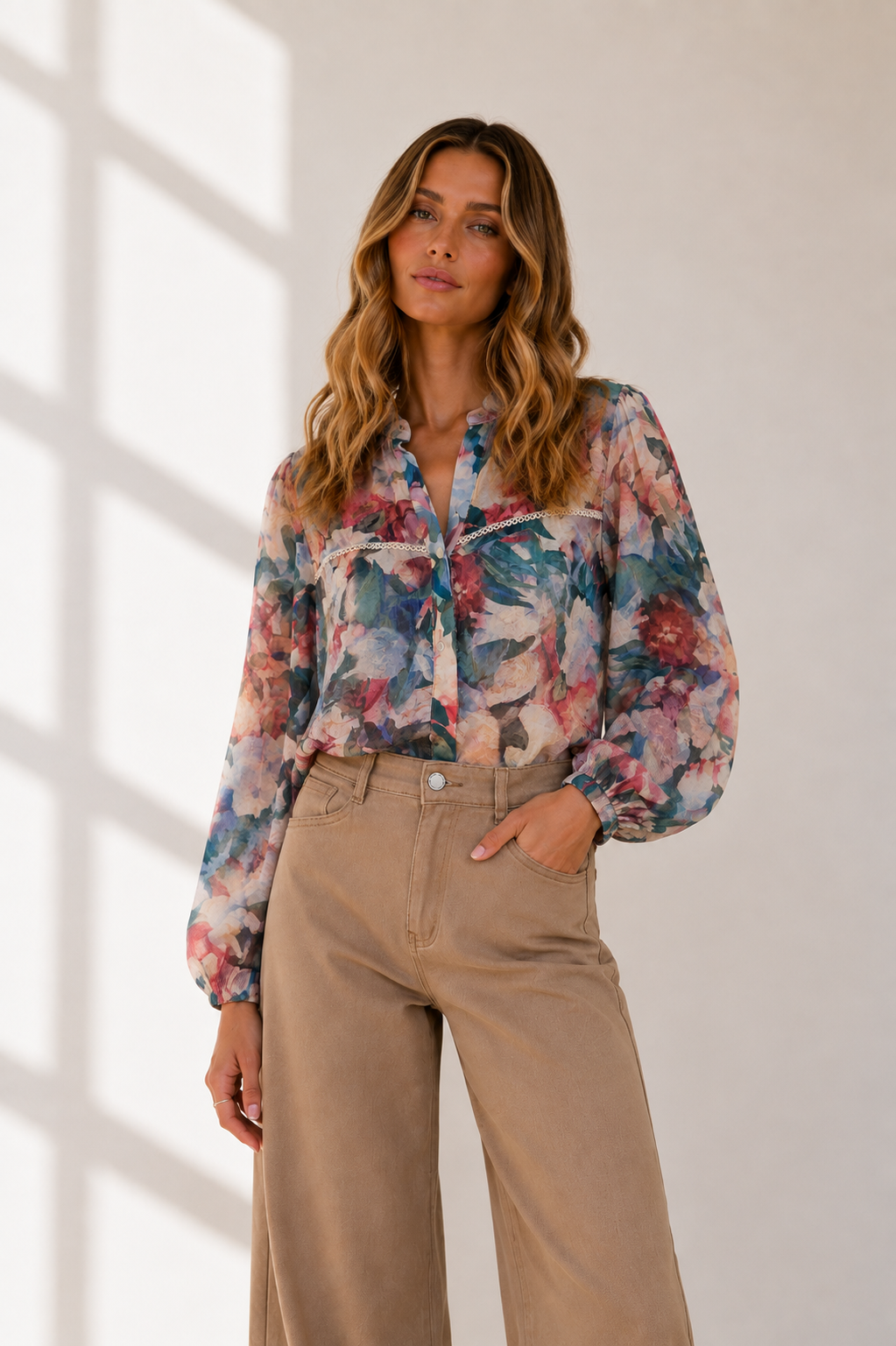 Petra Floral Shirt - Blue