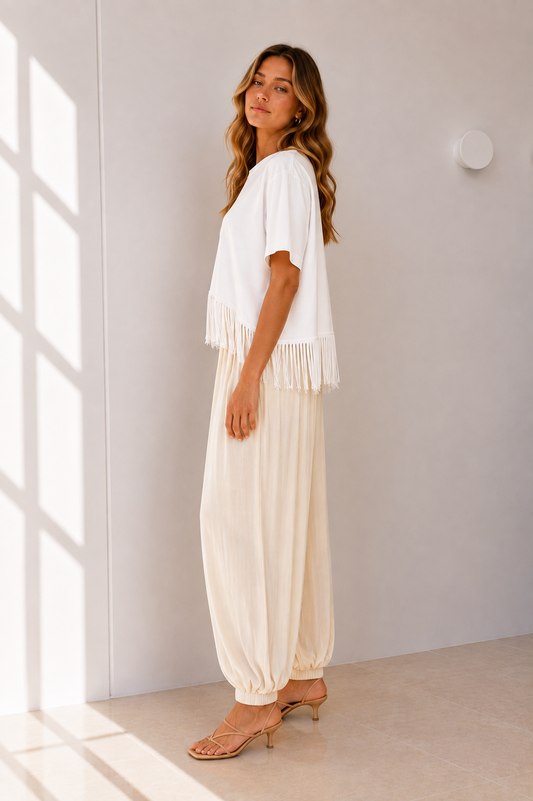 Carter Gather Pants - Ivory