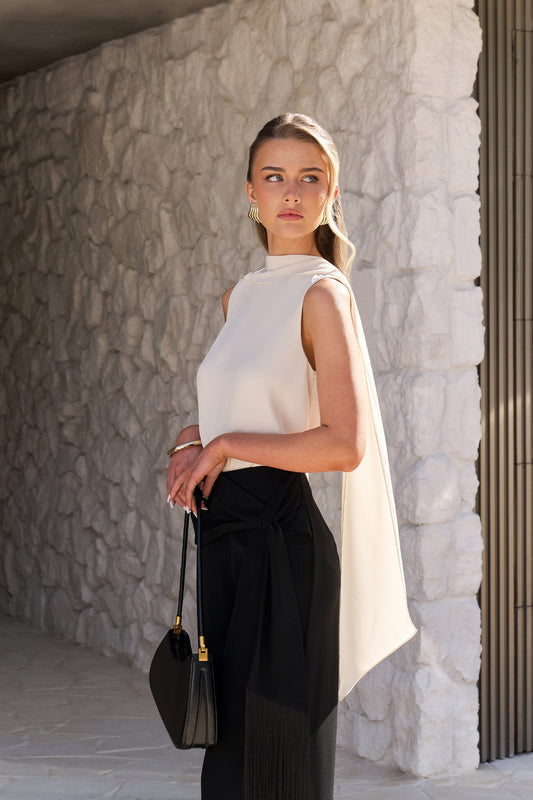 Natalia Drap Asymmetrical Top - Bone