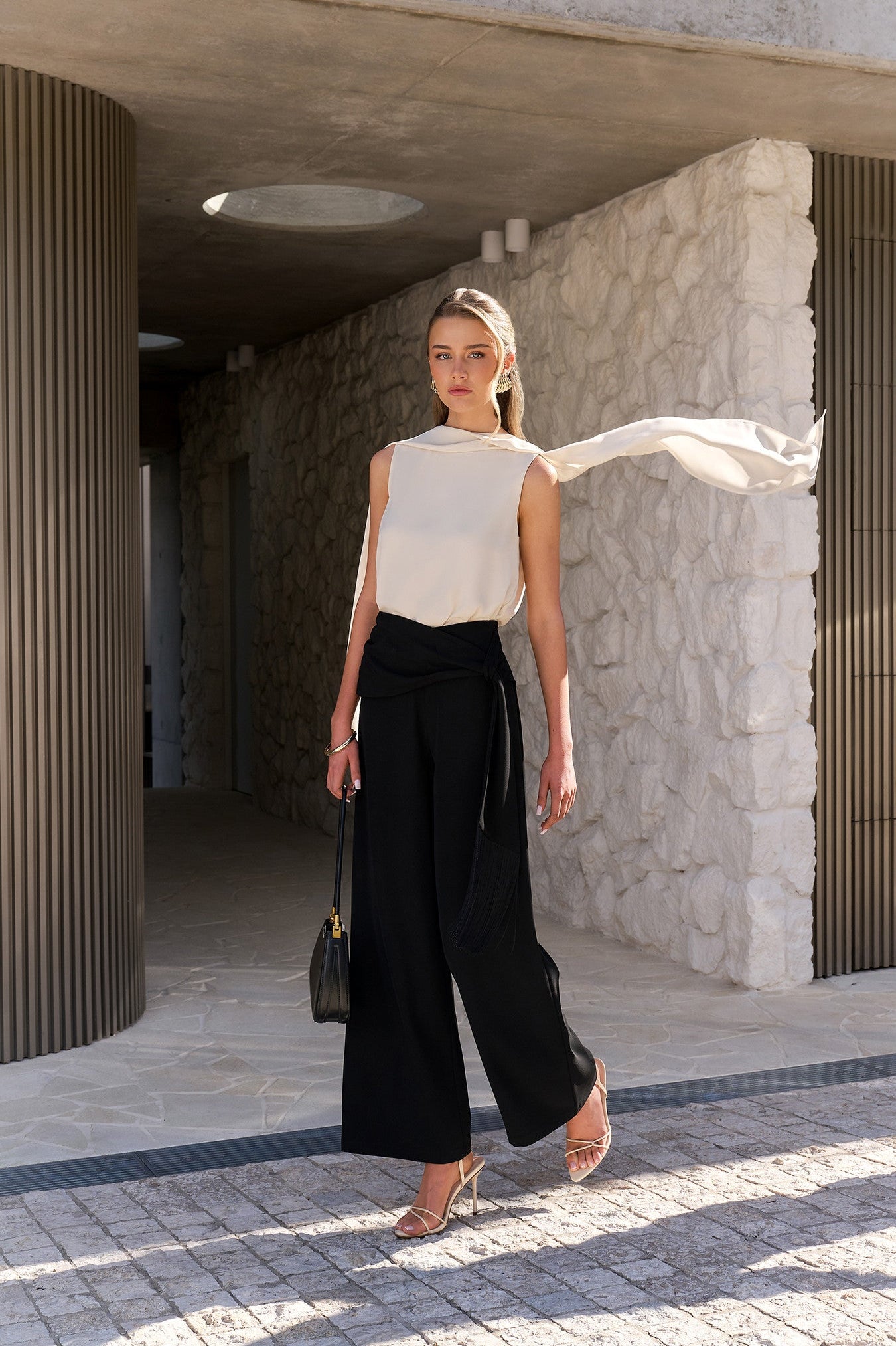 Natalia Drap Asymmetrical Top - Bone