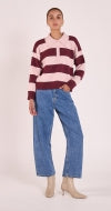 Stefi Rugby Knit - Pink/Burgundy Stripe