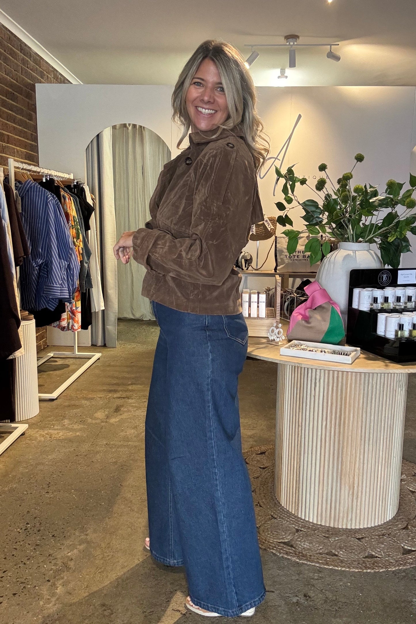 Houston Suede Look Jacket - Almond