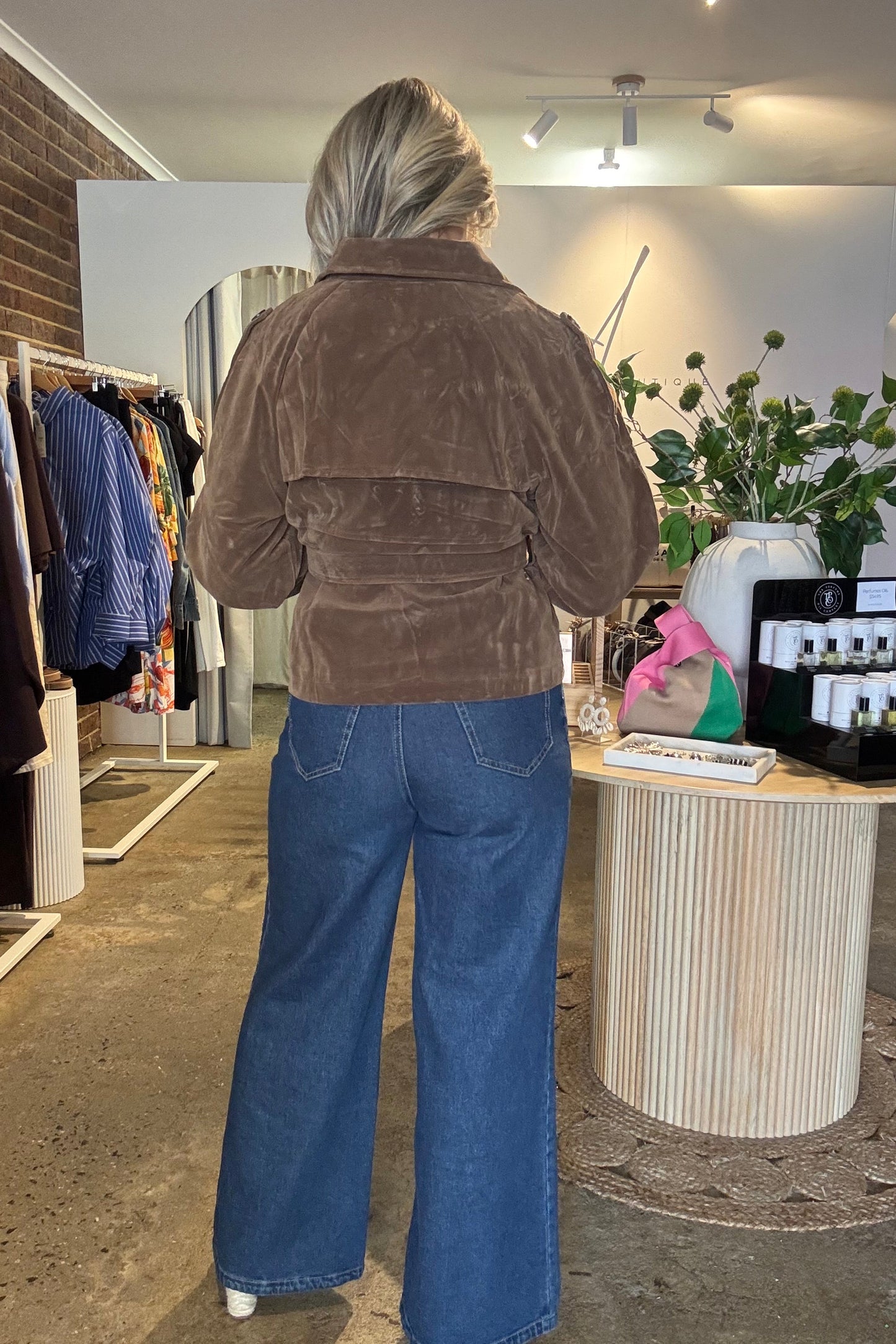 Houston Suede Look Jacket - Almond