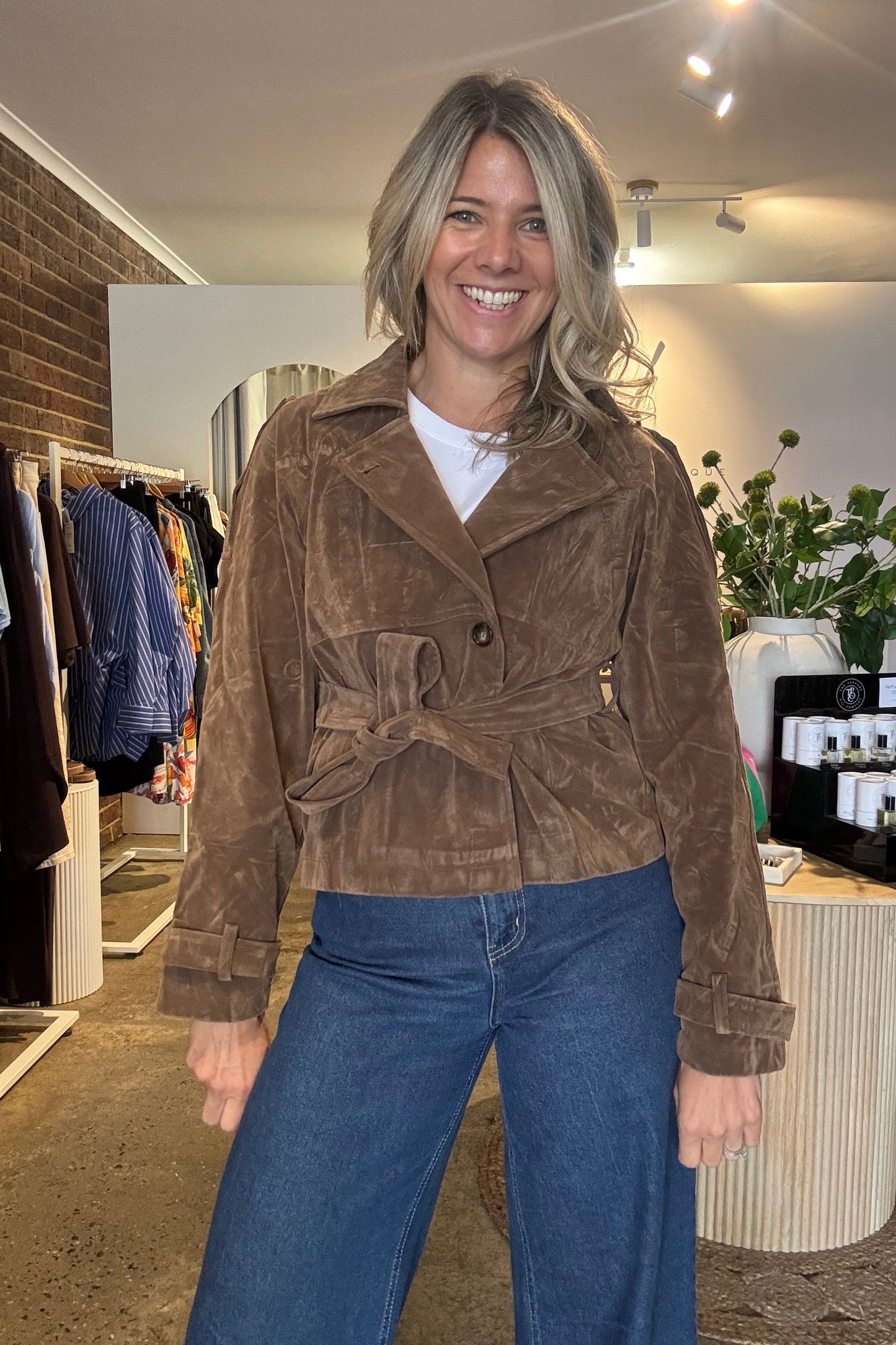 Houston Suede Look Jacket - Almond