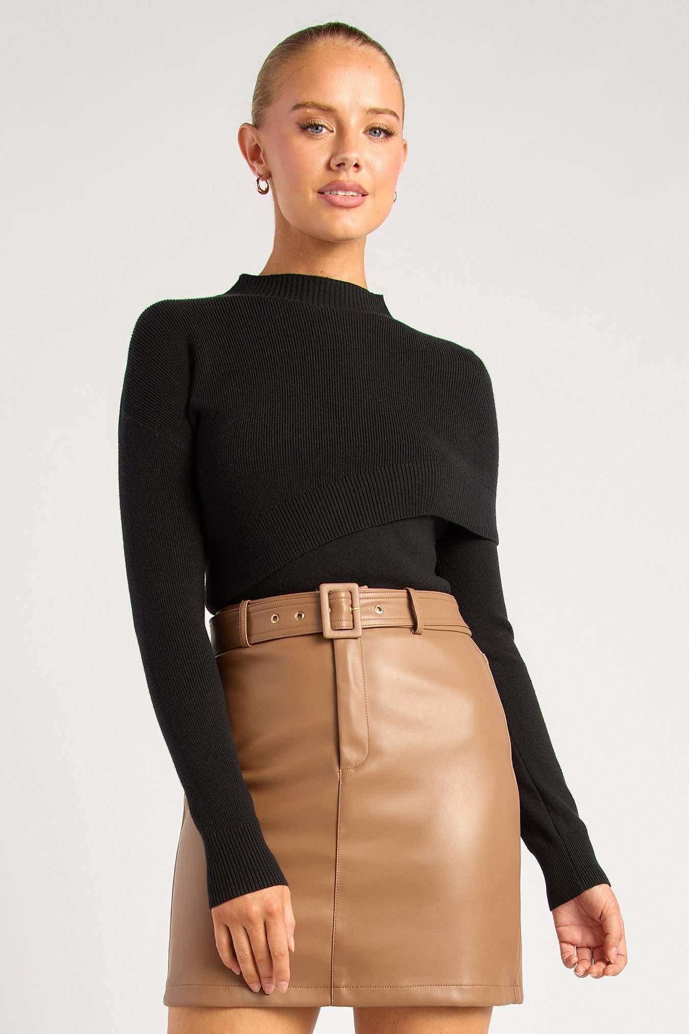 Savanah Mock Neck Cape - Black