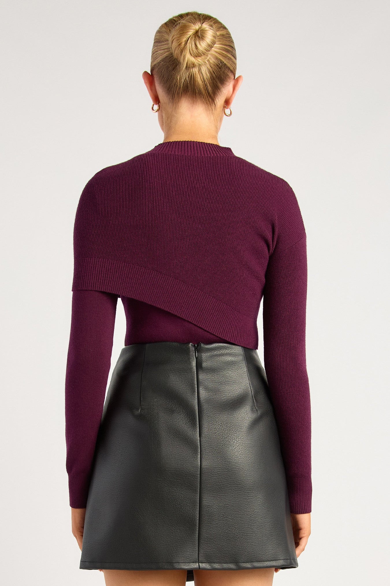 Savannah Mock Neck Cape - Merlot