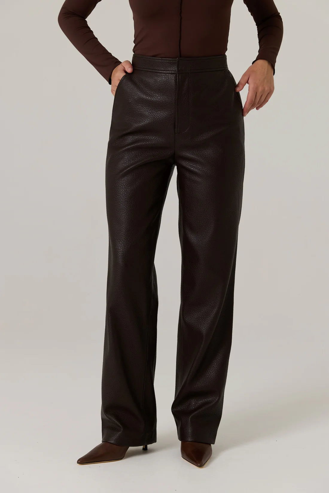 Winnie Vegan Leather Pant - Dark Truffle