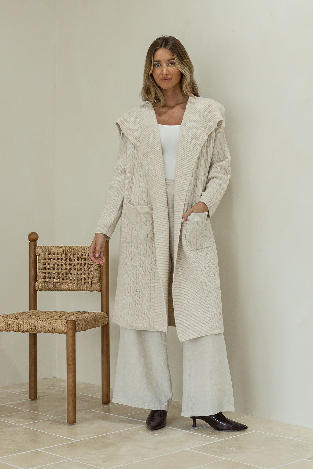 Sadler Cable Cardigan - Latte