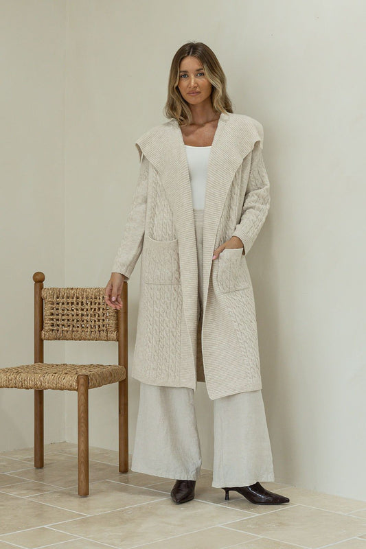 Sadler Cable Cardigan - Latte