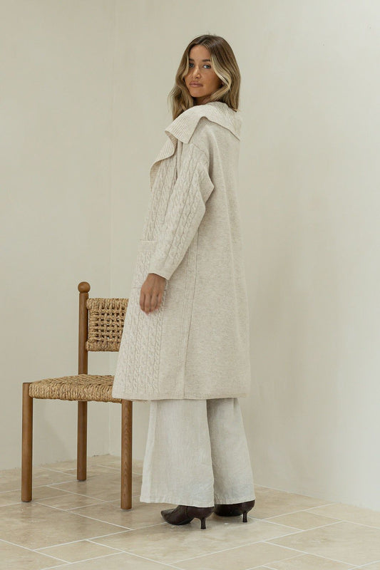 Sadler Cable Cardigan - Latte