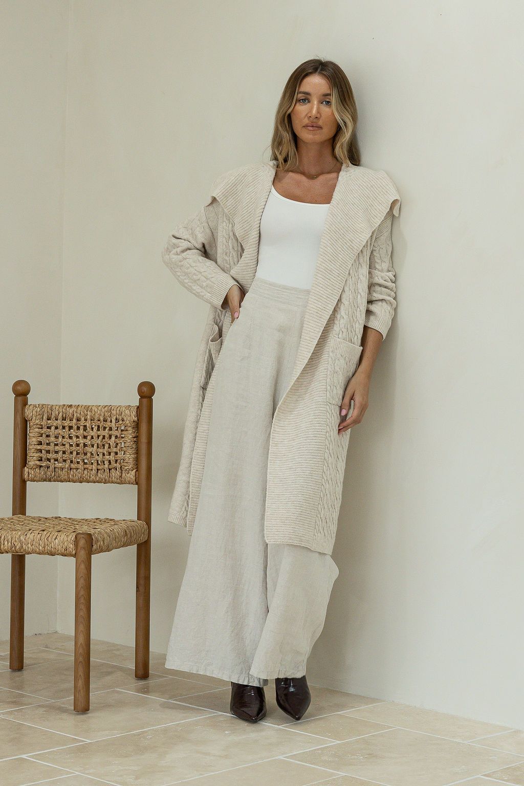 Sadler Cable Cardigan - Latte