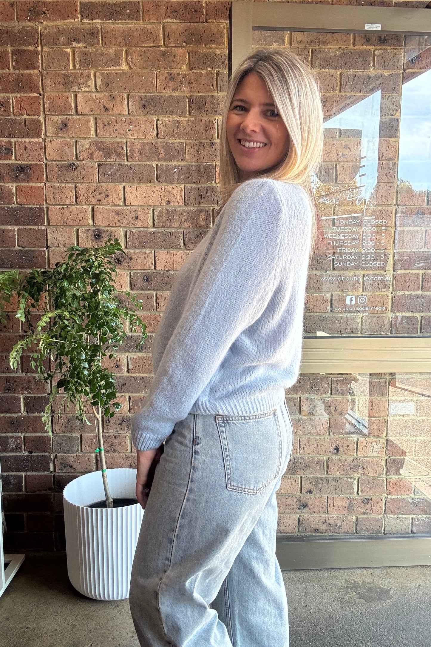 Fina Zip Cardigan - Pale Blue