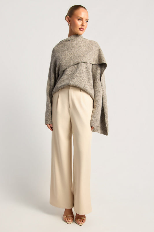 Lea Wrap Knit - Grey Marle