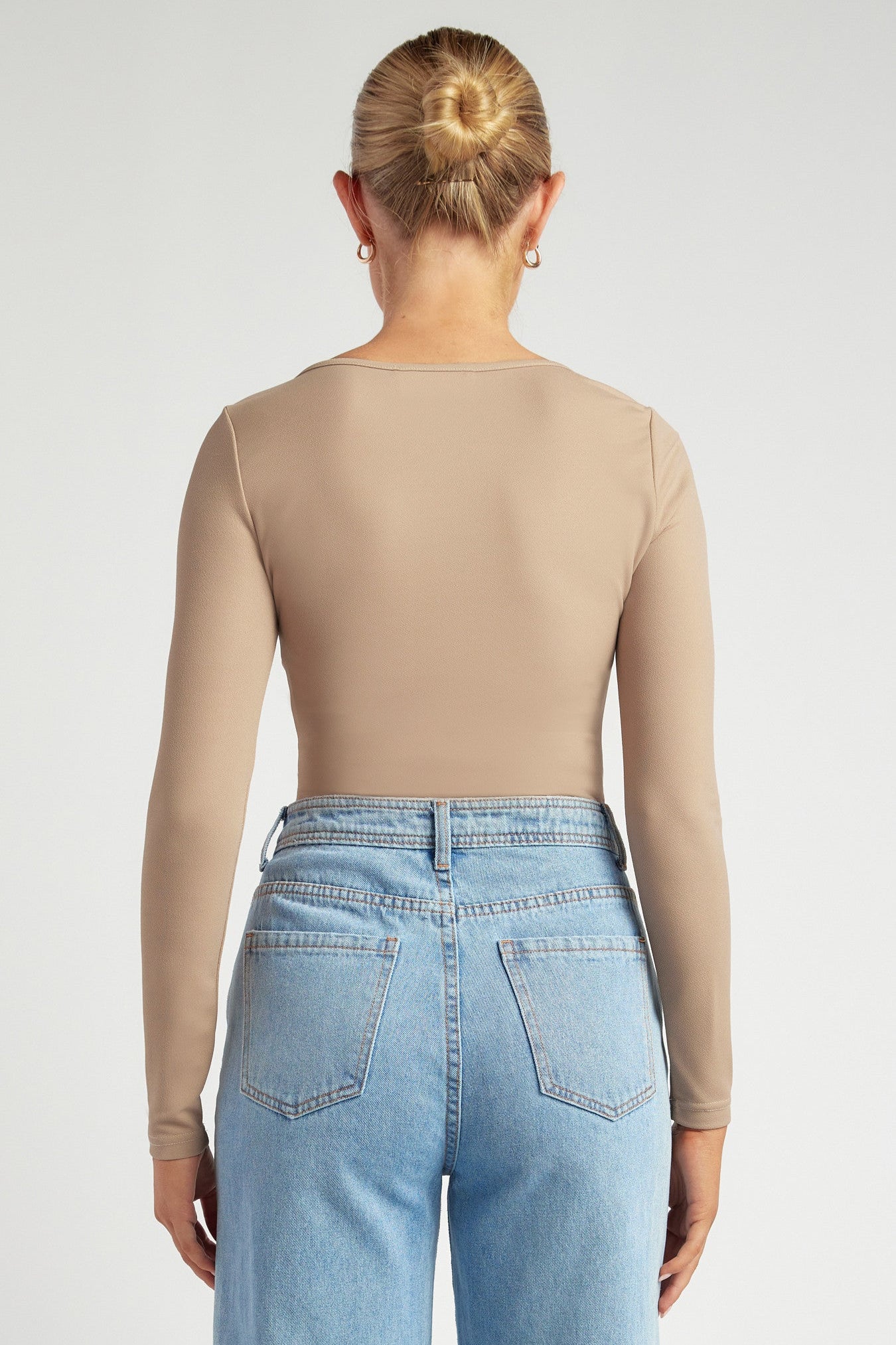 Tess Jersey Twist Top - Mushroom