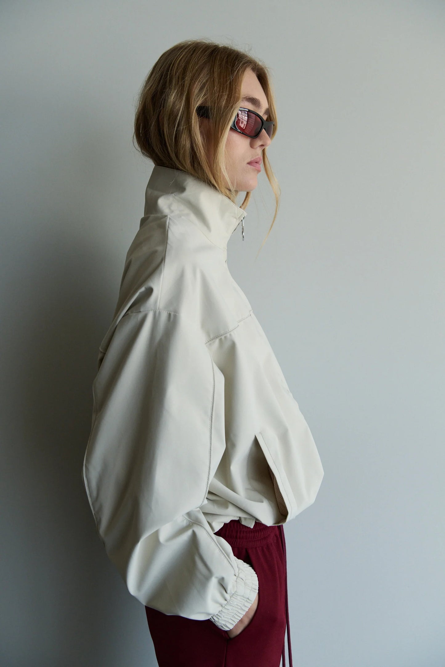 Paris Funnel Neck Jacket - Beige
