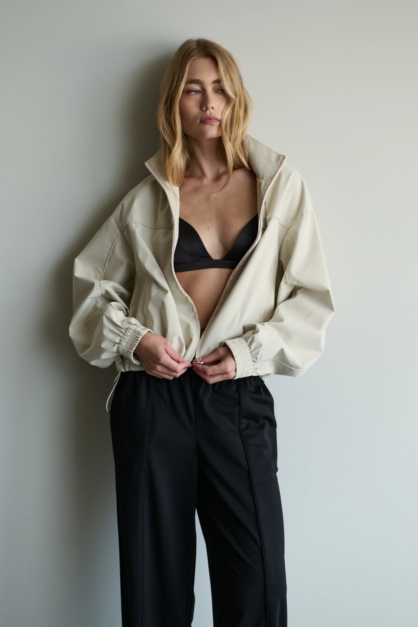 Paris Funnel Neck Jacket - Beige